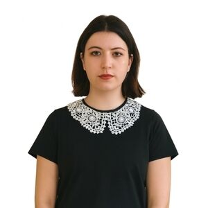 Alison Andrews Black Lace Twee Keyhole Normcore Womens Sweater Sz XL